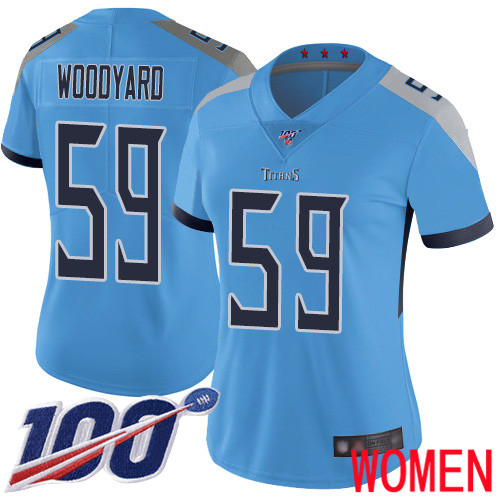 Tennessee Titans Limited Light Blue Women Wesley Woodyard Alternate Jersey NFL Football 59 100th Season Vapor Untouchable
